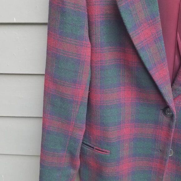 Gorgeous! White Stag Vintage Oversize Plaid Wool Blazer Size 10 - Picture 9 of 10